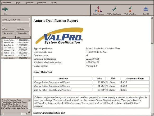 适用于 NIR 分析仪的 ValPro™ 系统认证软件